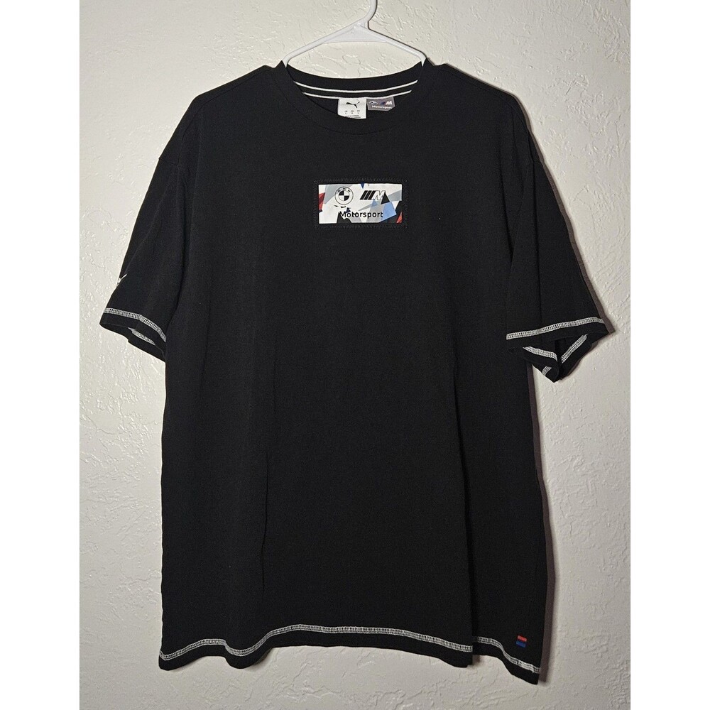 Puma x BMW M Motorsport Men's Black Cotton Graphic Logo Crew Neck T Shirt Size L